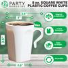 PARTY BARGAINS 8oz Square White Plastic Coffee Cups with Handles - [8 Pack] Disposable Plastic White Tea Cups, Excellent for Weddings, Bridal Showers, Engagement Parties, Camping view 3