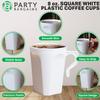 PARTY BARGAINS 8oz Square White Plastic Coffee Cups with Handles - [8 Pack] Disposable Plastic White Tea Cups, Excellent for Weddings, Bridal Showers, Engagement Parties, Camping view 4