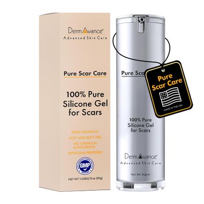 DermAvance Pure Scar Care "Medical Grade Silicone Gel" for Surgical and Facial Marks - Silicone Cream for Effective Scar Management - 1.05822 fl oz (30g), Clear