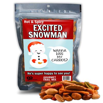 Kiss My Carrot Trail Mix - Naughty Gag Gifts Women - Funny Snowman Gifts for Adults - Crunchy Spicy Food Gift Snowmen Unisex White Elephant Gifts