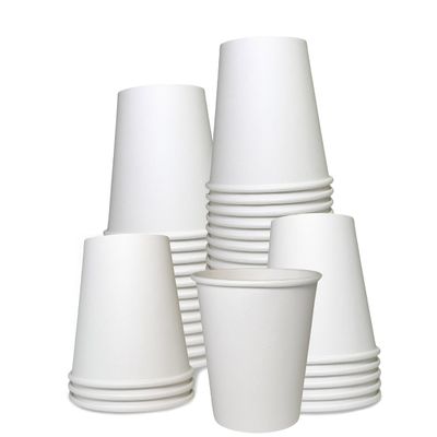 EcoQuality Disposable White Paper Cups 8 oz Hot Drink Disposable Coffee Cups, Recyclable, Compostable, Great for Office, Breakrooms, Restaurants, Coffee Shops, Tea Shops, Latte, Chai (300)