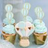 12PCS Hot Air Balloon Cupcake Topper - Glitter Cupcake Toppers, Baby Shower Decorations, Birthday Party Supplies, Retirement/Travel/Graduation Theme Party Decor (Hot Air Balloon Toppers Blue) view 4