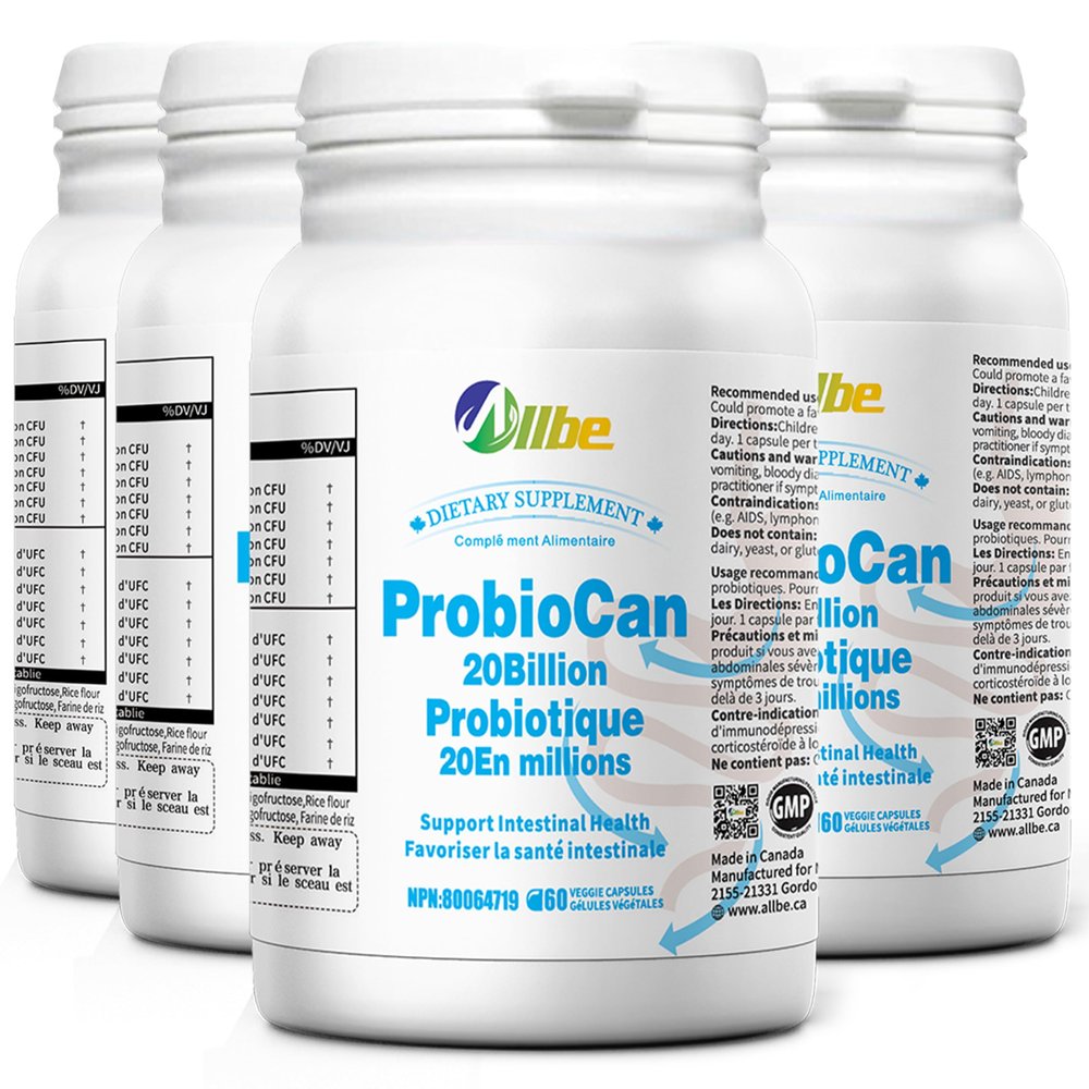 Allbe Probiocan , 7 Strains of Probiotic for Women, 4 Packs of 60 Capsules (240 Days Supply)
