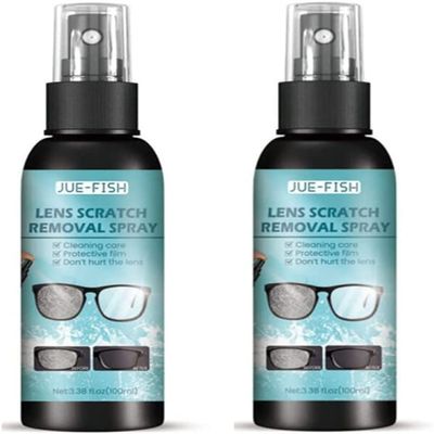 100ml Lens Scratch Removal Spray, Eyeglass Windshield Glass Repair Liquid, High Concentration Glasses Cleaner Spray for Glasses Screen Cleaner Tools (2 Pcs)