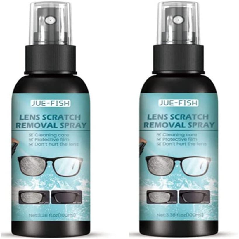 100ml Lens Scratch Removal Spray, Eyeglass Windshield Glass Repair Liquid, High Concentration Glasses Cleaner Spray for Glasses Screen Cleaner Tools (2 Pcs)