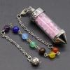 HXSCOO 7 Chakra Beads Pendulum Natural Crystal Chip Stones Healing Crystals Gemstones Wishing Bottles Double Hearts Spiritual Balancing (Color : Amethyst) view 3