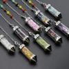 HXSCOO 7 Chakra Beads Pendulum Natural Crystal Chip Stones Healing Crystals Gemstones Wishing Bottles Double Hearts Spiritual Balancing (Color : Amethyst) view 4