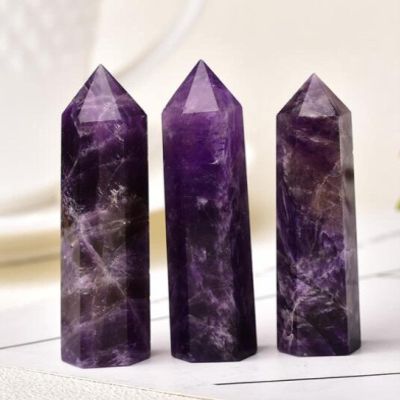 1PC Natural Crystal Column Quartz Rock Mineral Specimen Crystal Point Quartz Rainbow Wand Home Decor Stone,Dream Amethyst,60-70mm