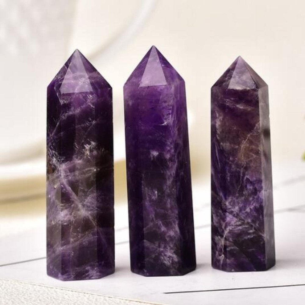 1PC Natural Crystal Column Quartz Rock Mineral Specimen Crystal Point Quartz Rainbow Wand Home Decor Stone,Dream Amethyst,60-70mm