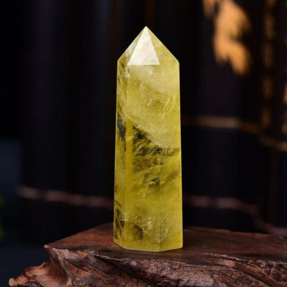 1PC Natural Crystal Column Quartz Rock Mineral Specimen Crystal Point Quartz Rainbow Wand Home Decor Stone,Citrine,50-60mm