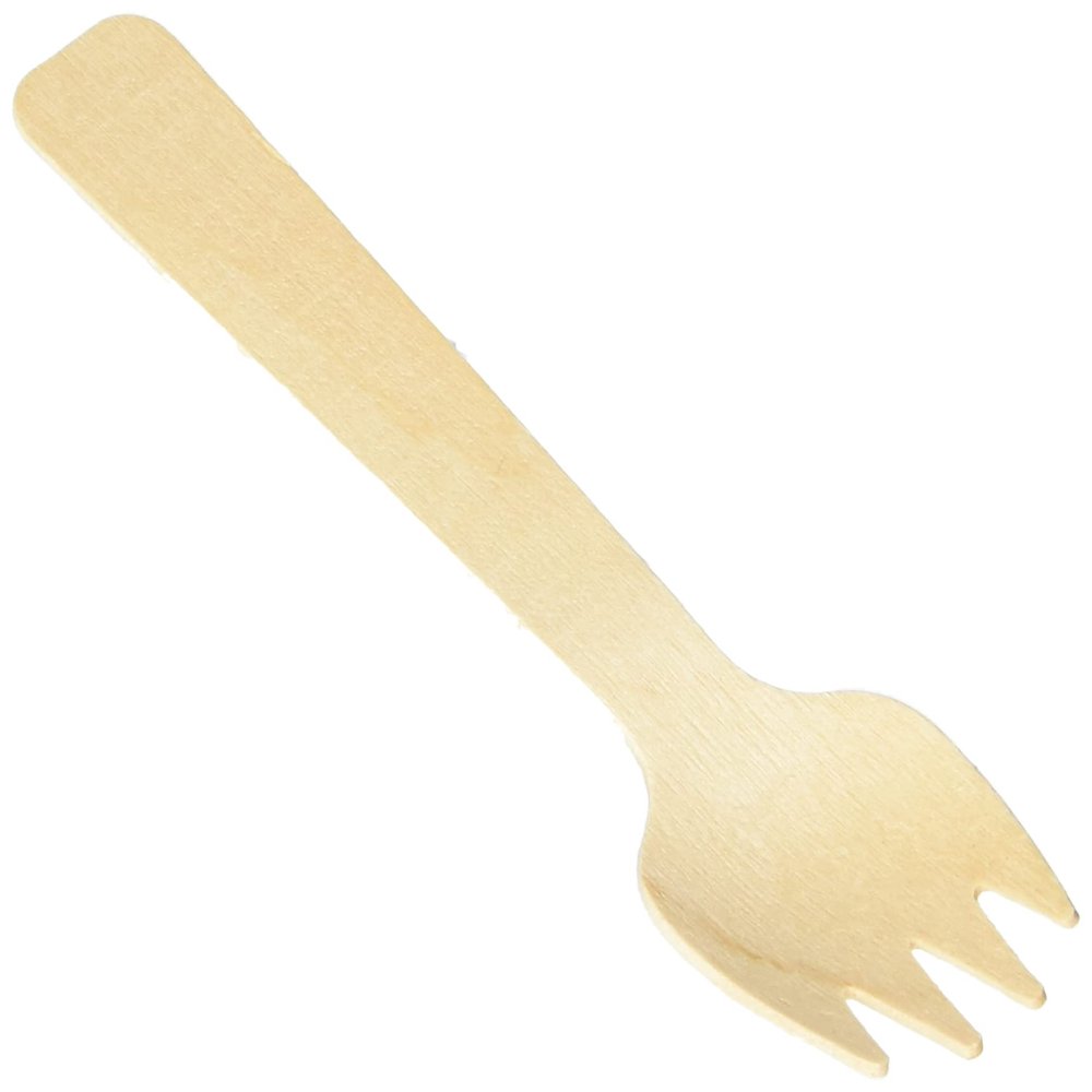Concession Essentials100 Pcs mini Wooden Forks 4-inch Length,Natural Birch Wood Biodegradable Utensils Cutlery,mini Wooden Forks.