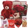 Valentines Day Gift Basket Set | Teddy Bear Plush (COLOR VARYS), Creme Savers Hard Candy, Individually Wrapped, Hershey Kisses Milk Chocolate, Heart Shape Elmer Chocolates Dark Chocolate or Hazelnut Pirouline Wafers, & Valentine Bag (Design Varies | view 4