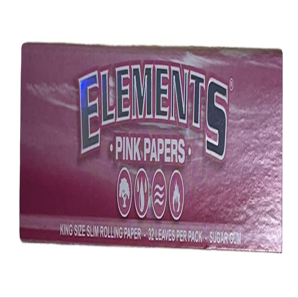 Elements Pink Rolling Papers King Size Slim (32 sheets per pack) + RSV Scoop Card (1 pack)