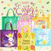 12PCS Happy Easter Egg Hunt Bags Easter Bunny Carrot Chick Egg Gift Bags with Handles, Easter Treat Bags, Easter Party Supplies , 13" 13"  4" view 3