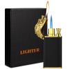 Cool Dragon Dual Flame Lighter - Outdoor Windproof Torch Switchable Soft/Jet Flame - Double Refillable Butane - Creative Gift for Men view 1