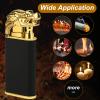 Cool Dragon Dual Flame Lighter - Outdoor Windproof Torch Switchable Soft/Jet Flame - Double Refillable Butane - Creative Gift for Men view 4