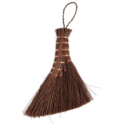 UPTALY 1 pcs Natural Palm Bristles Broom (Type A: 5.9 inch x 4.7 inch), Fastened by Copper Wire, Handmade Palm Bark Scrubbing Brushes, Small Desktop Mini Dusting Cleaning Broom