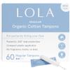 LOLA Organic Cotton Tampons, 60 Count - Tampons Regular, Period Feminine Hygiene Products, HSA FSA Approved Products Feminine Care view 1
