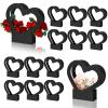 Sinmoe 12 Pcs Valentines Heart Shaped Boxes for Flowers Valentines Flower Gift Bag Wedding Empty Bouquet Gift Bags with Handle Folding Basket for Bridal Baby Shower Party Supply(Black) view 1
