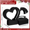 Sinmoe 12 Pcs Valentines Heart Shaped Boxes for Flowers Valentines Flower Gift Bag Wedding Empty Bouquet Gift Bags with Handle Folding Basket for Bridal Baby Shower Party Supply(Black) view 2