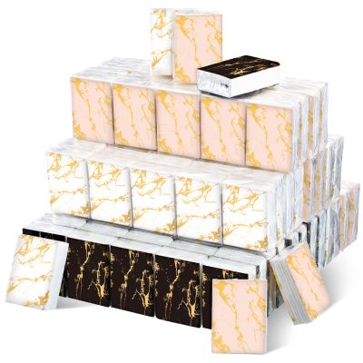 Yinder 120 Pack Back to School for Classroom Pocket Tissues 3 Ply Facial Tissues Packs Bulk Travel Size Disposable with Marble Design Individual Tissue Packs for Travel Purse Backpack Office
