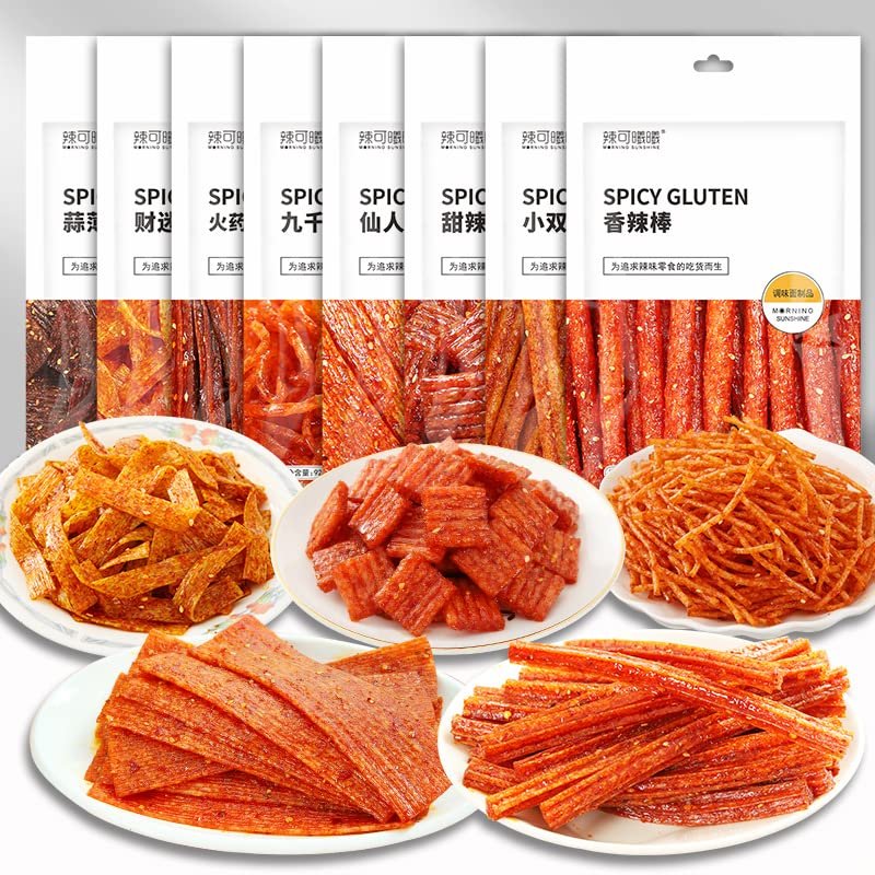 Spicy latiao Snacks 92g/ bag, Hunan Spicy Bar Spicy Block, latiao spicy snacks, Big Spicy Piece Nostalgia Spicy, Internet celebrity snacks, convenient fast food (5bags)