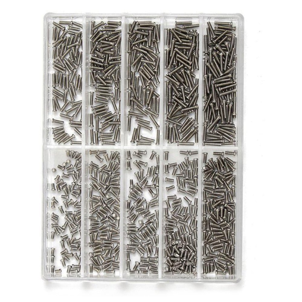 TECKEEN 1 Box Multi Sizes Steel Eyeglass Jewelry Watch Repair Screw Set Screws Kit Appro.600pcs
