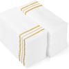 100 Pcs White and Gold napkins, Dinner Paper Napkins Disposable Hand Towels for Bathroom, Soft, Absorbent, Gold Party Wedding Napkins for Kitchen, Parties, Dinners or Events (Yellow, 100) view 2