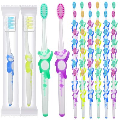 Bokon 300 Pcs Toothbrush for Kids Individually Wrapped Children Soft Disposable Manual Toothbrush Bulk Panda Travel with Bristle Rubber Handle for School Daycare Oral Hygiene