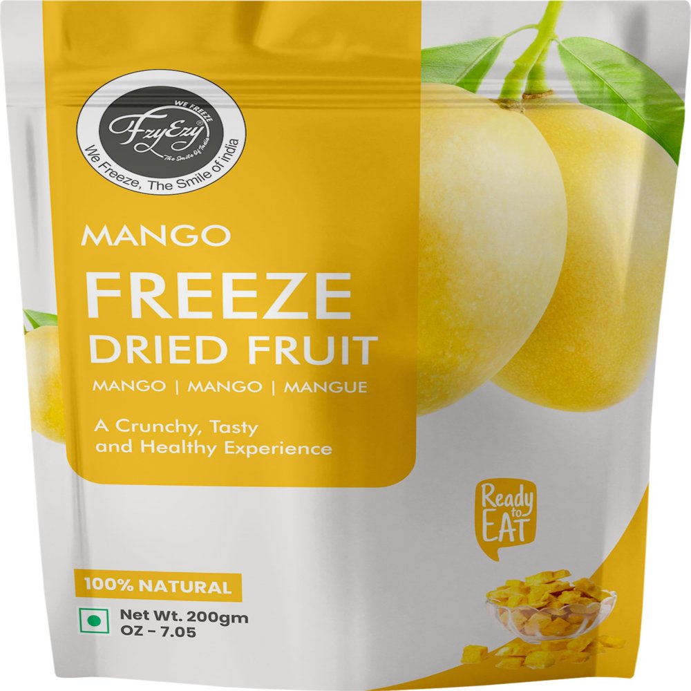 FzyEzy Healthy Premium Freeze-dried Mango Fruit Chunks | Free GMO & No Added Sugars, Preservatives, Artificial Flavors, Colors | Pantry Groceries Perfect for Camping Vegan Healthy & Survival Travel Friendly Ready to Eat Snacks for Kids & Adults (Mang