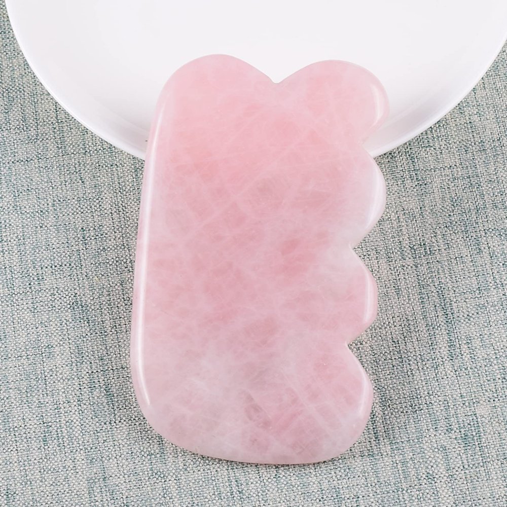 1 Pcs Gua Sha Tool Natural Rose Quartz Skin,95x55x6 Mm