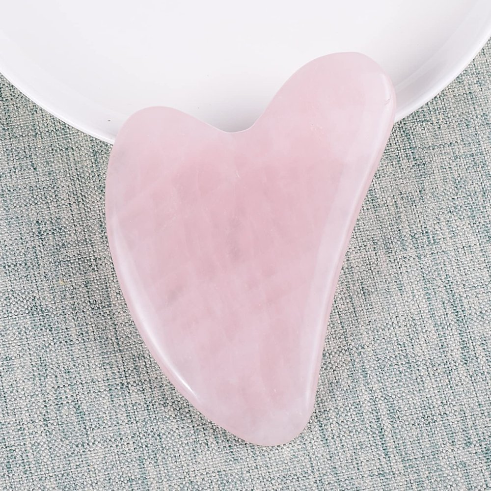 1 Pcs Gua Sha Tool Natural Rose Quartz Skin,80x50x6 Mm