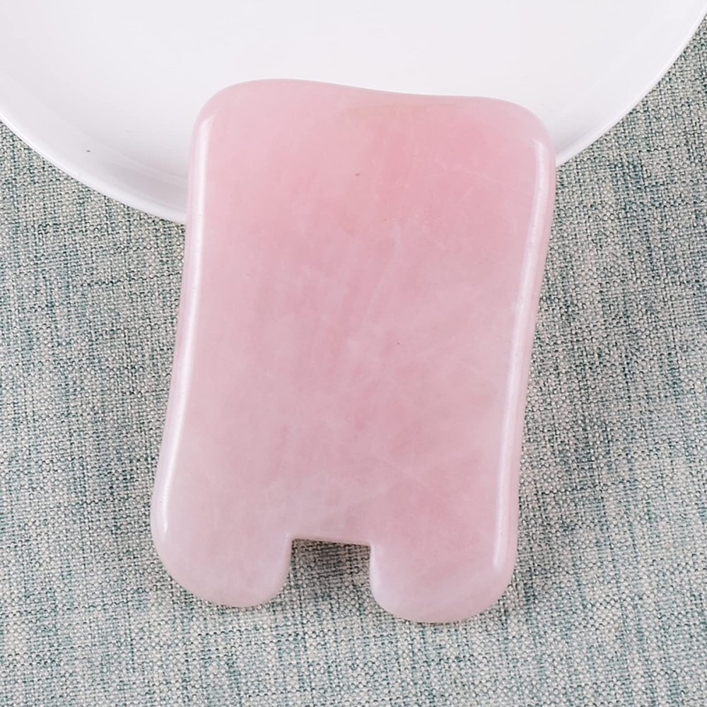 1 Pcs Gua Sha Tool Natural Rose Quartz Skin,80x50x6 Mm
