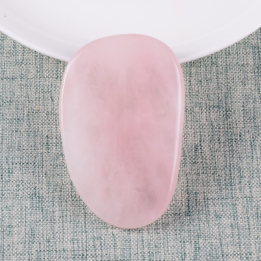 1 Pcs Gua Sha Tool Natural Rose Quartz Skin,58x38x6 Mm