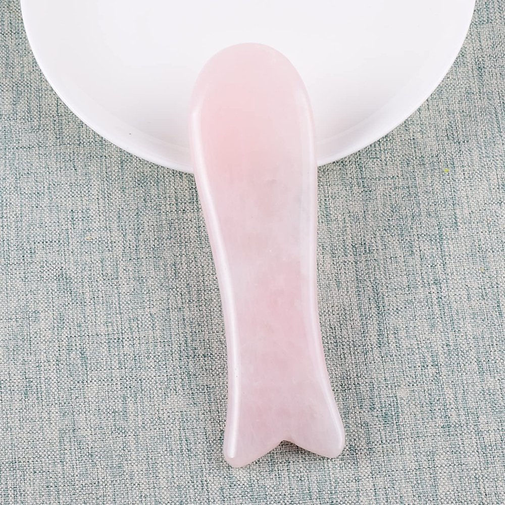 1 Pcs Gua Sha Tool Natural Rose Quartz Skin,115x40x6 Mm