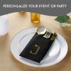 50-Pack Monogrammed Napkins Black With Pocket For Flatware, 16" x 16" Gold Foil Letter F Disposable Linen-Feel Napkins, Prefolded Silverware Pocket Napkins For wedding, Party Or Baby Shower view 2