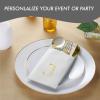 50-Pack Monogrammed Napkins With Pocket For Flatware, 16" x 16" Gold Foil Letter D Disposable Linen-Feel Napkins, Prefolded Silverware Pocket Napkins For wedding, Party Or Baby Shower view 2