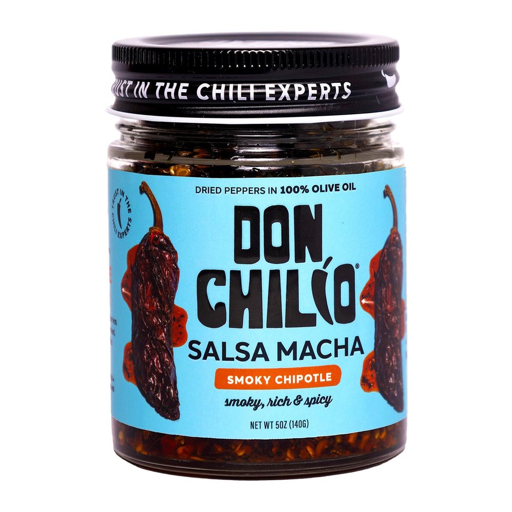 Don Chilio Smoky Salsa Macha Chili Oil, 5 oz.  Guajillo & Chipotle  Delicious Smoky Flavor Mexican Chili Oil in 100% Olive Oil, Keto-Friendly, All-Natural, Vegan Salsa Macha, Gluten Free