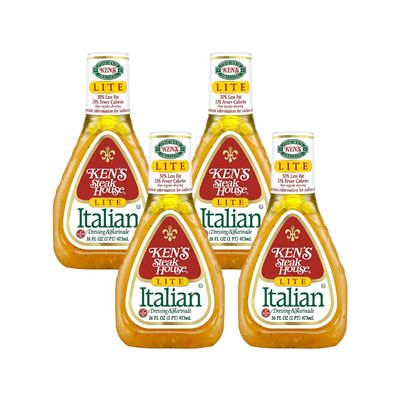 Ken's Steak House Lite Italian Dressing & Marinade, 16 Fl Oz (Pack of 4)