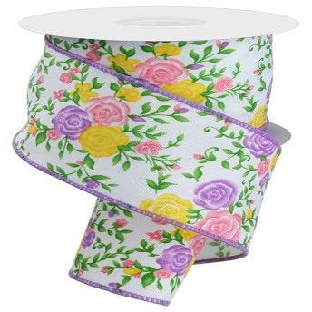 Craig Bachman 2.5" Mini Roses Ribbon: Lavender (10 Yards) - Floral Spring Gift Wrapping Ribbon