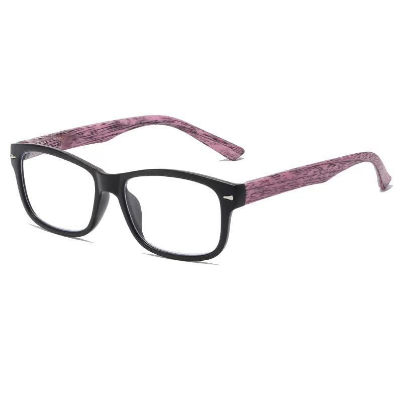 FREAZE Wooden Reading Glasses, Blue Light Proof Readers Eyeglasses With Striped Temples PC Frame For Men And Women 1.0x 2.0x (Color : Purple, Size : +2.0)