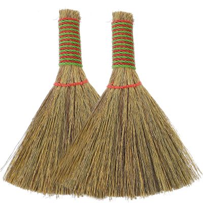 SHERCHPRY Small Hand Broom 5.5 Inch Straw Bristle Desktop Duster Lightweight Natural Mini Whisk Broom for Table and Furniture Cleaning Portable Household Sweeper