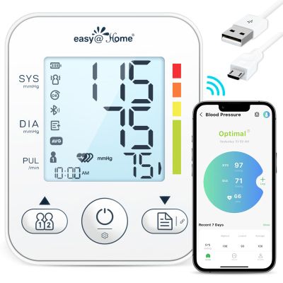 Easy@Home Blood Pressure Monitor: Easy@Home Bluetooth Smart Large Cuff BP Monitor | Digital Sphygmomanometer | iOS & Android APP | EBP08B