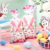 100 Pcs Bunny Birthday Cellophane Treat Bags Easter Bunny Candy Gift Bags Watercolor Flowers Goodie Bags with 100 Twist Ties for Girls Baby Shower Spring Themed Party Favor Supplies view 3
