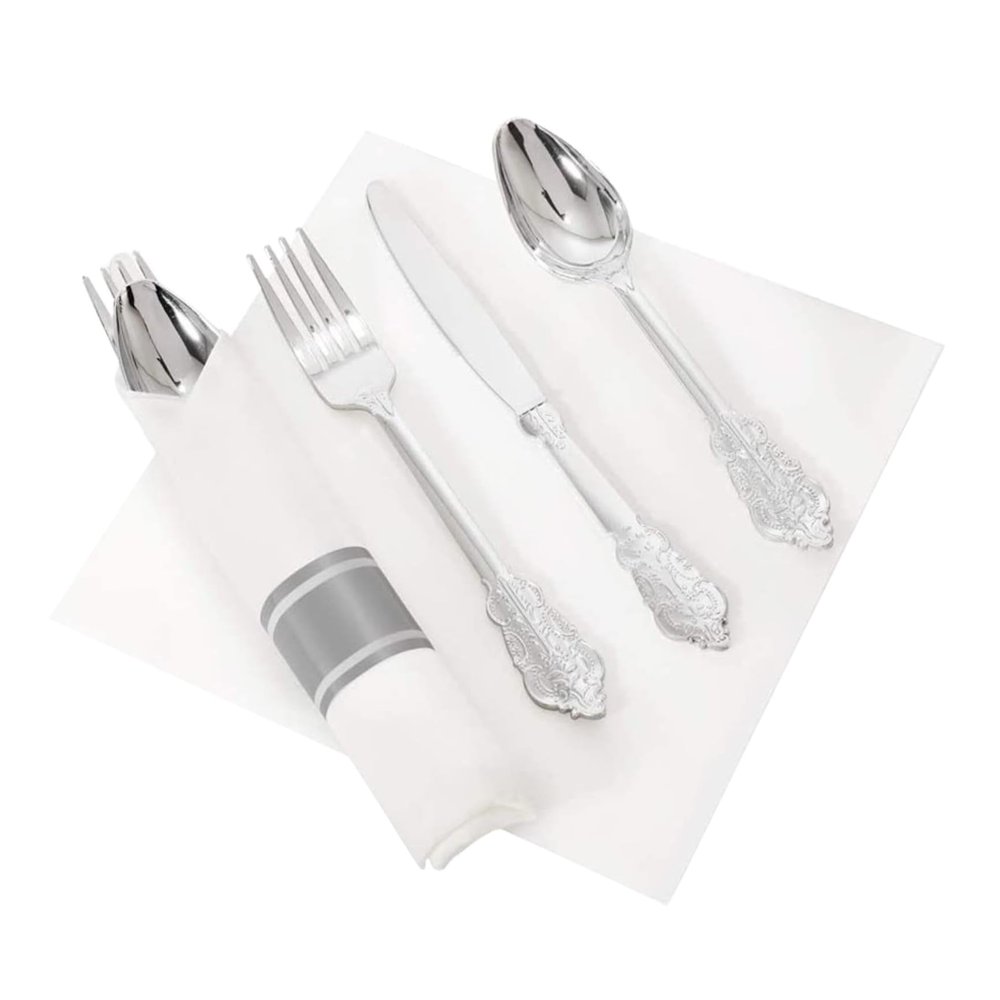 CALLARON 2sets Disposable Silverware Kit Includes Forks Spoons and Napkins for Weddings Parties and Picnics Compact Tableware for Home Restaurant and Outdoor Use