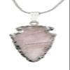 Amazing Gemstone Rose Quartz Arrowhead Necklace for Men Women - Men's Necklaces Arrow Heads Healing Crystal Necklace - Gifts for Men, Teen Boys - Stocking Stuffers for Men (Silver Edged) view 1