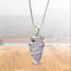 Amazing Gemstone Rose Quartz Arrowhead Necklace for Men Women - Men's Necklaces Arrow Heads Healing Crystal Necklace - Gifts for Men, Teen Boys - Stocking Stuffers for Men (Silver Edged) view 2