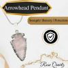 Amazing Gemstone Rose Quartz Arrowhead Necklace for Men Women - Men's Necklaces Arrow Heads Healing Crystal Necklace - Gifts for Men, Teen Boys - Stocking Stuffers for Men (Silver Edged) view 3