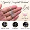 Amazing Gemstone Rose Quartz Arrowhead Necklace for Men Women - Men's Necklaces Arrow Heads Healing Crystal Necklace - Gifts for Men, Teen Boys - Stocking Stuffers for Men (Silver Edged) view 4