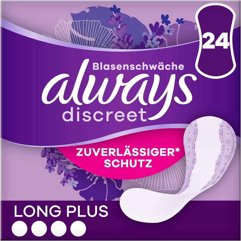 Always Discreet Incontinence Pads for Women Long Plus Pack 24, Absorb Odours and Moisture, Prevent Leaks